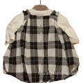 Brand girls toddler dresses cotton checked pattern